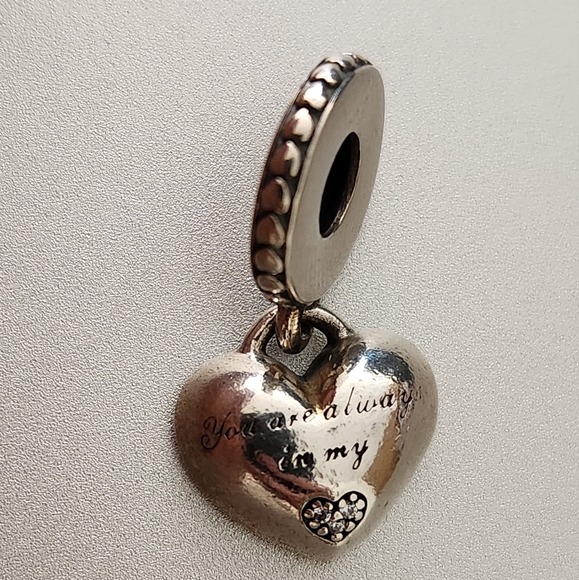 Auth. Pandora Mother "Always in My heart" Enamel Heart Dangle Charm - Picture 4 of 4